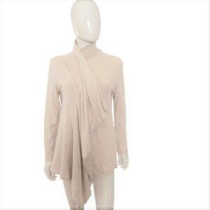 “MATTY-M” WOMEN’S SAND BEIGE CARDIGAN WRAP SWEATER W/ ZIPPER - MED